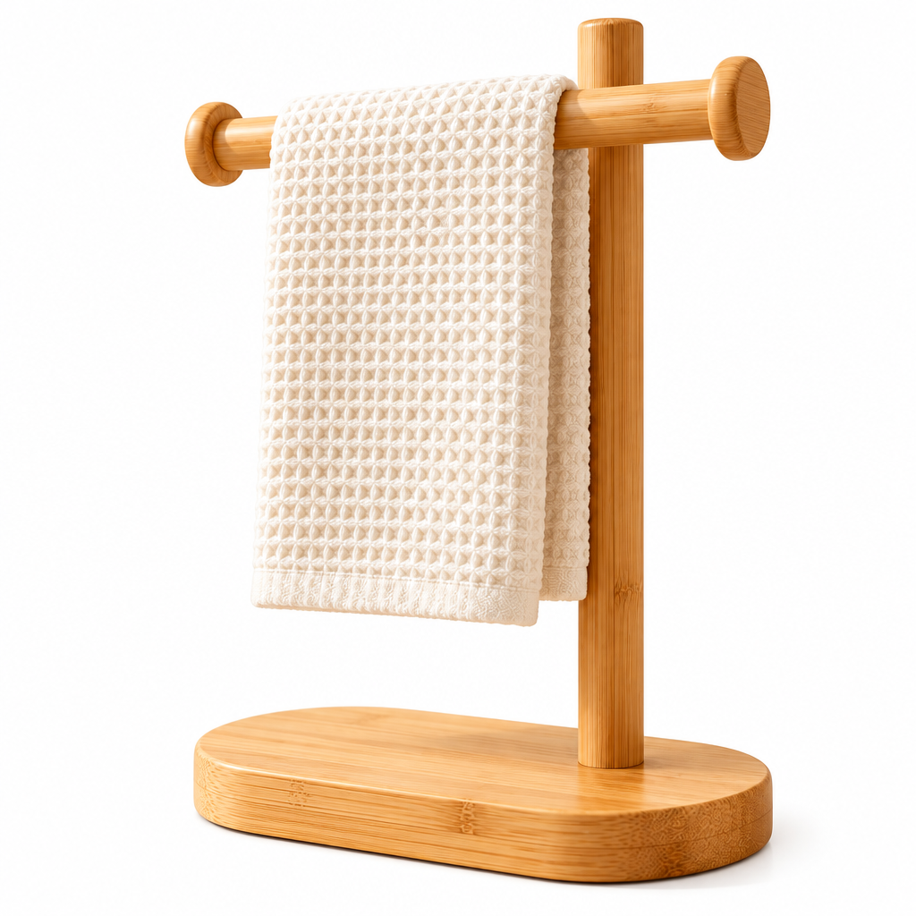 Qsdoia™ Wood-Tone Countertop Hand Towel Stand — isolated product view