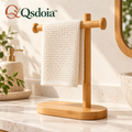 Qsdoia™ Wood-Tone Countertop Hand Towel Stand — featured product view with Qsdoia logo