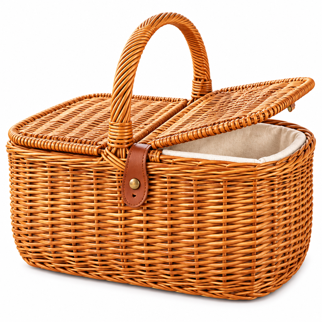 Qsdoia™ Woven Picnic Basket with Light Lining — isolated product view