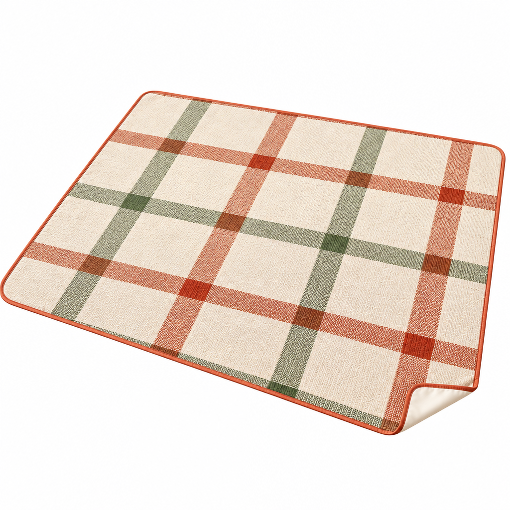 Qsdoia™ Terracotta and Sage Check Picnic Blanket — isolated product view